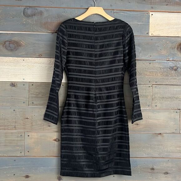 Gestuz Size 38, XS  Smocking Mini Satin Black Dress Long Sleeves NWOT - Picture 4 of 12